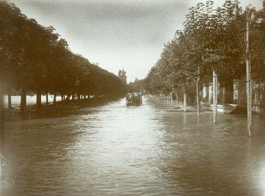 Das Hochwasser 1899 in Wels, Fotografie. Quelle: Stadtarchiv Wels